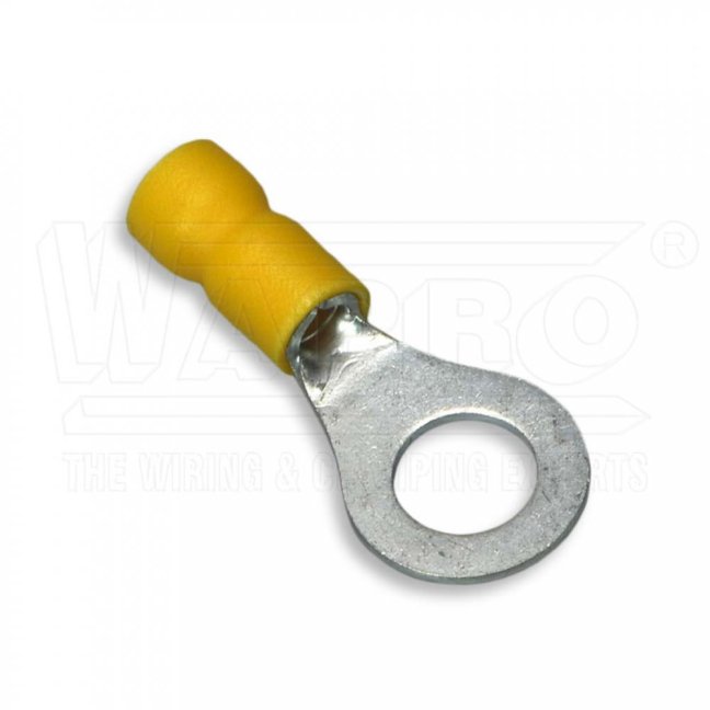 [OKI-6-M4/9.5]  kabelové lisovací oko Cu s izolací PVC, 4,0 - 6,0 mm², ø M4, odolnost do 75°C, š: 9,5 mm, žlutá