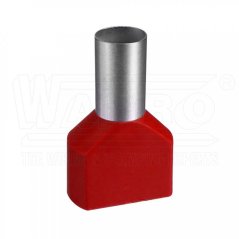 [DUID-2x1.5-12 r]  kabelová lisovací dvojitá dutinka Cu s izolací PP (polypropylen), 2 x 1,5 mm², d: 12 mm, červená (II. Ger), L