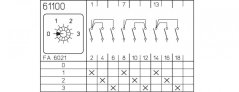 [P110-61100-219M1]  vačkový spínač / 10 A / stupňový přepínač s nulovou polohou - 3 stupně /  3-pól.