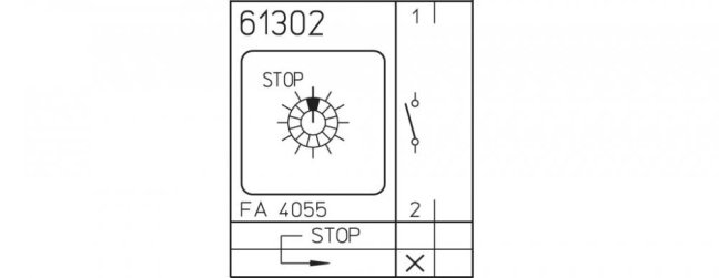 [P110-61302-219M1]  vačkový spínač / 10 A / STOP vypínač /  STOP-1 /   s vratnou polohou do 1 /  1-pól.