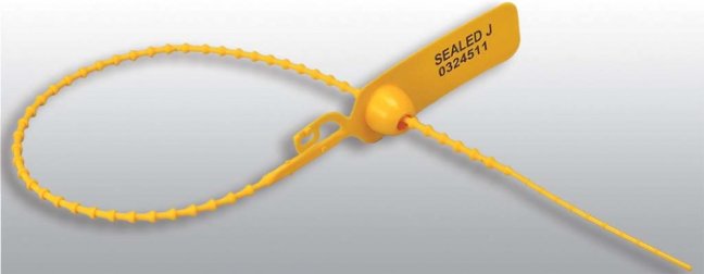 [S-PLT-1-315-04]  plastová bezpečnostní plomba PLUTO SEAL 1 se štítkem 22 x 50 mm, s bezpečnostním zámkem, ø 3,3 mm, d.315 mm, postupné číslování, žlutá