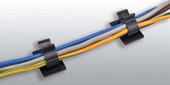 [LOF-2225]  samolepící kabelová příchytka zaklapávací LORETA FIX, Ø 22,2 - 25,4 mm, černá