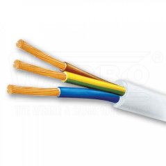 [H05VV-F-3G2.5-WH-1 (BI)]  flexibilní Cu kabel vícežílový; PVC izolace; CYSY; bílý; balení: kruh 100m