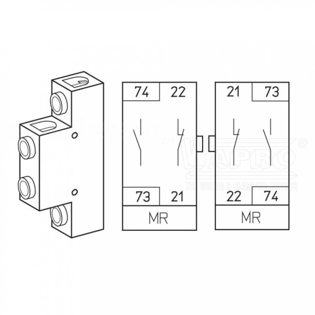 [MRH2-11A02]  dodatečný modul "MR" - pomocné kontakty 1 spínací + 1 rozpínací, pro H216/H220/H226/H233 , pro provedení s montáží na dno (DIN lištu) a v krytu (A02)