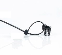 [PTBLK-C2-200ST-UV]  příchytka PITBULL na hranu 0,7-3mm; kabel soubežně vedle hrany; černá; včetně pásku 200 x 4,5 mm