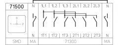 [H410-71500-242M1]  výkonový přepínač sítí 1-0-2 / 100 A / přepínač sítí 1-0-2 /  4-pól. (N s předstihem a s propojkou) /  90°