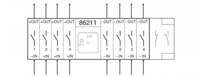 [D241-86211-232M4]  výkonový odpínač pro stejnosměrný proud / 32 A / O-I /  2-pól. DC /  4 obvody + pomocné kontakty (1 spínací se zpožděním+1 rozpínací) /  90°