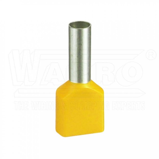 [DUID-2x1.0-8 zl]  kabelová lisovací dvojitá dutinka Cu s izolací PP (polypropylen), 2 x 1,0 mm², d: 8 mm, žlutá (II. Ger), N