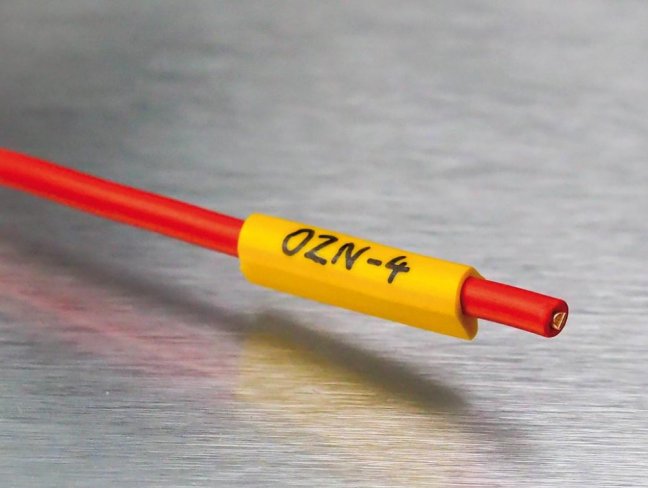 [OZN-10]  označovací profil /návlečka na vodiče / PVC / žlutá; pro průměr 3,7 - 5,5mm (cca.H07V-K 2,5-6,0mm2; H07V-U 4-10mm2) / bal. 10 m