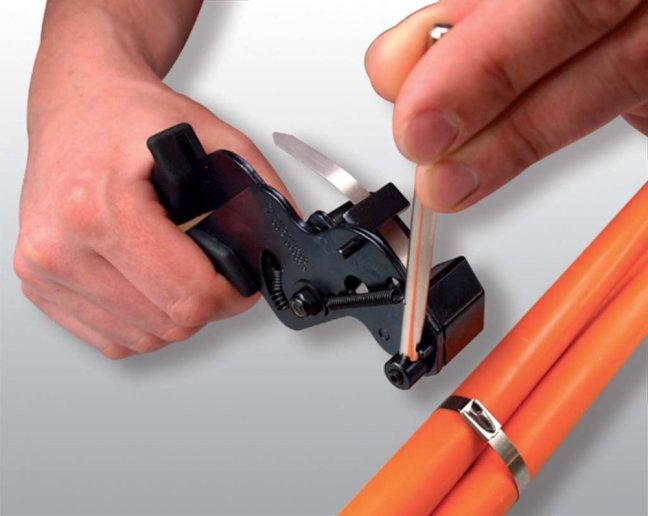 [12-WDP-1]  stahovací kleště WOODPECKER pro nerezová vázací pásky s ručním zastřiháváním pásku, pro pásky Ball-Lok a Multi-Lok š. 4,6 - 12 mm