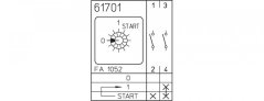 [P110-61701-219M1]  vačkový spínač / 10 A / START (STOP) vypínač 0-1-START /  s vratnou polohou ze START do 1 /  1-pól. /  bez propojky
