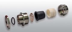 [PVM-21-EMC]  mosazná kabelová vývodka poniklovaná pro stíněné kabely (EMC bezpečná), IP68, PG 21, kabel: Ø 13 - 18 mm, těsnící O-kroužek + matice