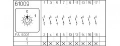 [P110-61009-003M1]  vačkový spínač / 10 A / vypínač 0-1 /  9-pól. /  60°
