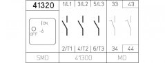 [H216-41320-033V4]  výkonový odpínač / 20 A / O-I /  3-pól. + pomocné kontakty (2 spínací se zpožděním) /  90°