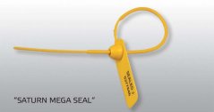 [S-STRN-420MX-04]  plastová bezpečnostní plomba SATURN MAXI SEAL s maxi štítkem 50 x 68 mm, se zámkem s kovovou kleštinou, ø 3,8 mm, d.420 mm, postupné číslování, žlutá