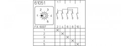 [P110-61051-219M1]  vačkový spínač / 10 A / stupňový přepínač bez "0" /  5 stupňů /  1-pól.