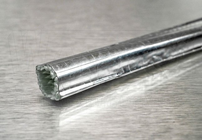 [FG-AL-20-F]  Flexibilní trubička ze skelného vlákna s hliníkovým potahem pro odrážení tepla, pracovní teplota -40°C až +200°C, barva stříbrná, nom. Ø 20 mm