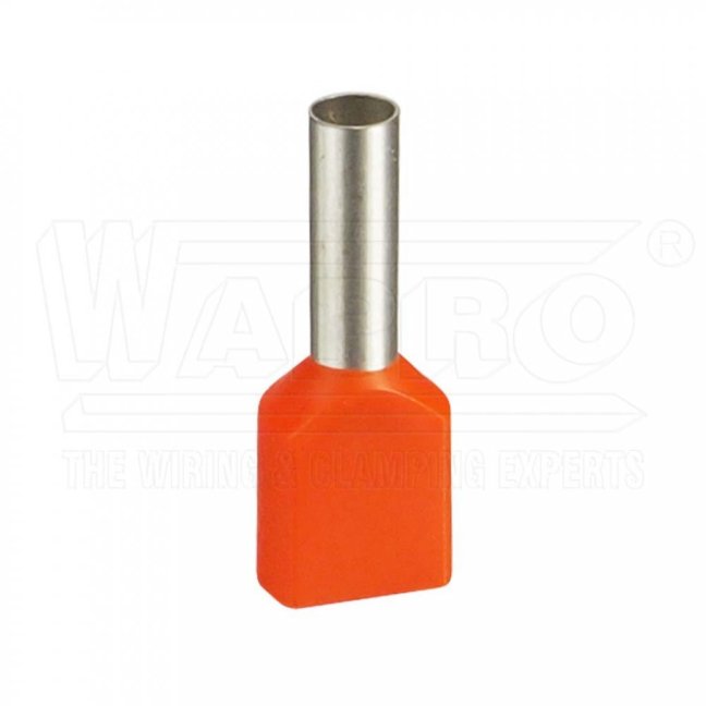 [DUID-2x0.50-8-100 or]  kabelová lisovací dvojitá dutinka Cu s izolací PP (polypropylen), 2 x 0,50 mm², d: 8 mm, oranžová (II. Ger), N, MINI-bal. 100 ks