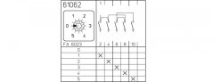 [P110-61062-219M1]  vačkový spínač / 10 A / stupňový přepínač s nulovou polohou - 5 stupňů /  1-pól.