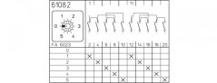 [P110-61082-219M1]  vačkový spínač / 10 A / stupňový přepínač s nulovou polohou - 5 stupňů /  2-pól.