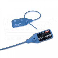 [S-AFRT-3-380-06]  plastová bezpečnostní plomba AFRODITE SEAL 3 se štítkem 40 x 22 mm, s kovovou bezpečnostní kleštinou, ø 2 mm, d.385 mm, polypropylen, termotransferový potisk, postupné číslování, modrá