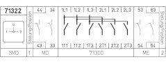 [H408-71322-003M1]  výkonový přepínač sítí 1-0-2 / 80 A / přepínač sítí 1-0-2 /  3-pól. + pomocné kontakty (2x (2 spínací se zpožděním)) /   90°
