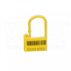 [S-ARCT-1-04]  plastová visací plomba AIRCAT SEAL, ø 2 mm, tělo plomby: 25 x 19 mm, tl. těla plomby: 4 mm, celková výška plomby: 44 mm, laserový potisk, žlutá