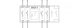 [D221-84211-003M1]  výkonový odpínač pro stejnosměrný proud / 20 A / O-I /  2-pól. DC /  2 obvody + pomocné kontakty (1 spínací se zpožděním+1 rozpínací) /  90°
