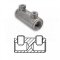[SPSR-16-95-SN]  šroubový spojovač 0,6/1 kV, 2 trhací šrouby, 16 - 50 mm² RE, 16 - 95 mm² RM, 50 - 70 mm² SE / 95 mm² SE (90°), 35 - 70 mm² SM / 95 mm² SM (r), s přepážkou, pocínovaný