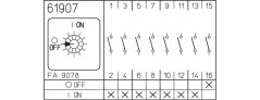 [M225-61907-275V1]  vačkový spínač / 25 A / vypínač 0-1 /  6-pól. /  90° /  2 pomocné kontakty