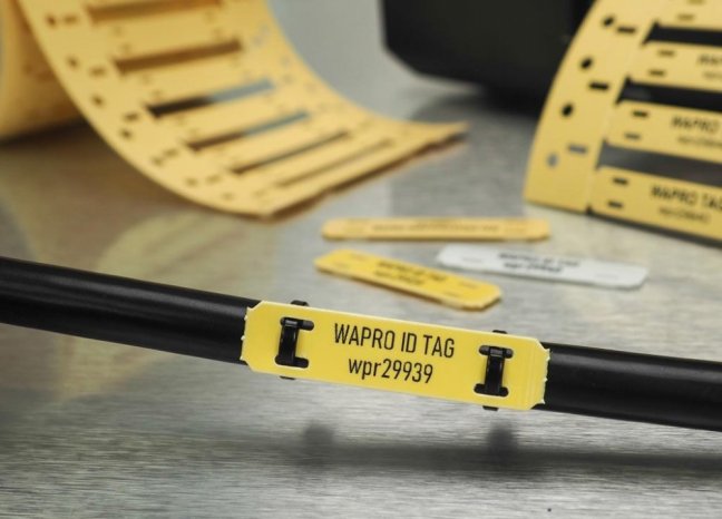 [WIT-LF-10X90-4H-YE]  Identifikační štítek WP-TAG 90x10 mm, 4 připevňovací otvory, pro termotransferový potisk, polyolefin, -55° až +125°C, žlutý