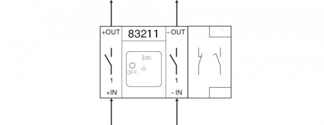 [D222-83211-003M1]  výkonový odpínač pro stejnosměrný proud / 32 A / O-I /  2-pól. DC /  1 obvod + pomocné kontakty (1 spínací se zpožděním+1 rozpínací) /  90°
