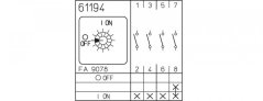 [M220-61194-117M1]  vačkový spínač / 20 A / vypínač 0-1 /  4-pól. / (1 pól spíná s předstihem) /  90°