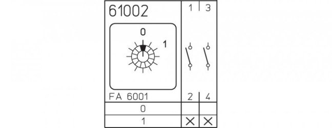 [S606-61002-041G1]  vačkový spínač / 80 A / vypínač 0-1 /  2-pól. /  60° /  (řazení č. 2)