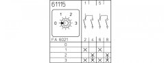 [M220-61115-076M1]  vačkový spínač / 20 A / sériový skupinový spínač  0-1-2-3 /  (2 skupiny) /  2-pól.