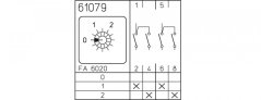 [M220-61079-076M1]  vačkový spínač / 20 A / stupňový přepínač s nulovou polohou - 2 stupně /  2-pól.