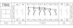 [H226-71322-454M1]  výkonový přepínač sítí 1-0-2 / 32 A / přepínač sítí 1-0-2 /  3-pól. + pomocné kontakty (2x (2 spínací se zpožděním)) /   90°