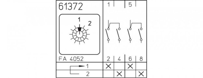 [P110-61372-003M1]  vačkový spínač / 10 A / přepínač 1-2 s vratnou polohou do 1 /  2-pól.