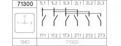 [H408-71300-196M1]  výkonový přepínač sítí 1-0-2 / 80 A / přepínač sítí 1-0-2 /  3-pól. /  90°