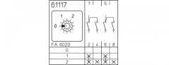 [M220-61117-076M1]  vačkový spínač / 20 A / skupinový spínač  0-1-2 /  (2 skupiny) /  2-pól.