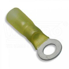 [OKSM-6-M10]  kabelové lisovací oko Cu se smrštitelnou bužírkou s termoplastickým lepidlem, 4,0 - 6,0 mm², ø M10, š: 15 mm, žlutá