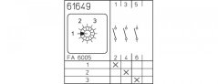 [P110-61649-003M1]  vačkový spínač / 10 A / stupňový přepínač bez nulové polohy -  3 stupně /  bez propojek /  1-pól.