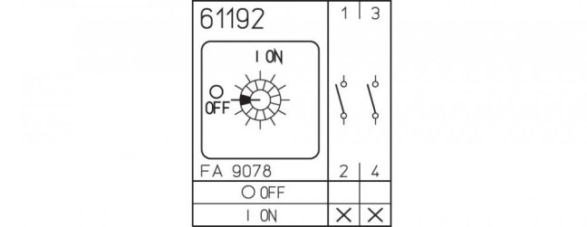 [P110-61192-S001A]  vačkový spínač / 10 A / vypínač 0-1 /  2-pól. /  90°