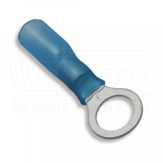 [OKSM-2.5-M6]  kabelové lisovací oko Cu se smrštitelnou bužírkou s termoplastickým lepidlem, 1,5 - 2,5 mm², ø M6, š.: 12 mm, modrá