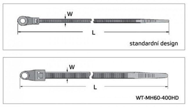 [WT-MH60-400HD]  stahovací pásek 400x7,9mm; s otvorem pro šroub M6; přírodní
