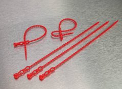 [WT-BSS-240-RD]  vázací pásky rozdělávací kuličkové BALL SOFT STRAP; L: 240 mm; Ø 3,8 mm; červené