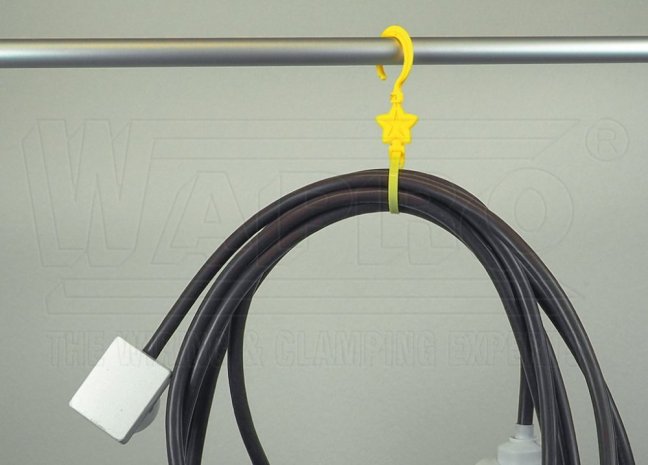 [HH-20-YE]  stahovací pásek rozdělávací HAPPY-HOOK s otočným háčkem; délka 150 mm; žlutý