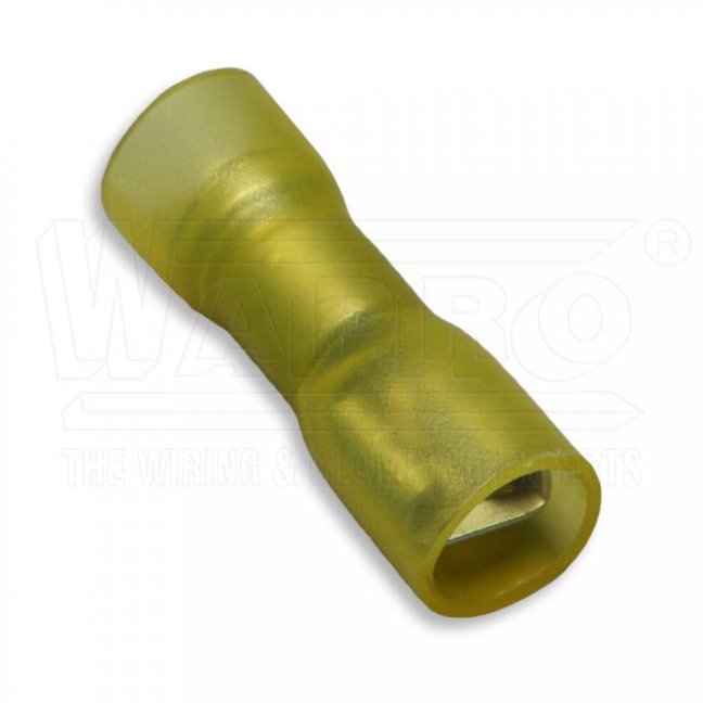 [OBP-SMCI-6-6308]  kabelová lisovací objímka plochá Cu celoizolovaná teplem smrštitelnou trubicí s lepidlem, vodotěsná, EASY ENTRY, DOUBLE CRIMP, 4,0 - 6,0 mm², pro kolík: 6,35 x 0,8 mm, žlutá