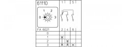 [M220-61110-076M1]  vačkový spínač / 20 A / skupinový spínač  0-1-2 /  (3 skupiny) /  1-pól.