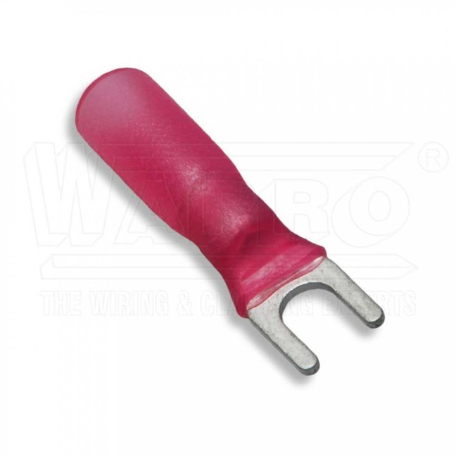 [VISM-1.5-M4]  kabelová lisovací vidlice Cu se smrštitelnou bužírkou s termoplastickým lepidlem, 0,5 - 1,5 mm², ø M4, červená